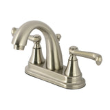 English Vintage Double-Handle 3-Hole Deck Mount 4-Inch Centerset Bathroom Faucet with Brass Pop-Up