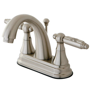 Georgian Double-Handle 3-Hole Deck Mount 4-Inch Centerset Bathroom Faucet with Brass Pop-Up