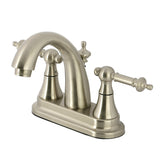 Templeton Double-Handle 3-Hole Deck Mount 4-Inch Centerset Bathroom Faucet with Brass Pop-Up