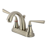 Silver Sage Double-Handle 3-Hole Deck Mount 4-Inch Centerset Bathroom Faucet with Brass Pop-Up