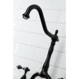 English Country Two-Handle 3-Hole Deck Mount Bridge Kitchen Faucet with Brass Side Sprayer