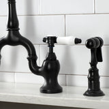 Bel-Air Two-Handle 3-Hole Deck Mount Bridge Kitchen Faucet with Brass Side Sprayer