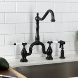 Bel-Air Two-Handle 3-Hole Deck Mount Bridge Kitchen Faucet with Brass Side Sprayer