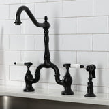 Bel-Air Two-Handle 3-Hole Deck Mount Bridge Kitchen Faucet with Brass Side Sprayer