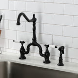 Bel-Air Two-Handle 3-Hole Deck Mount Bridge Kitchen Faucet with Brass Side Sprayer