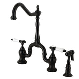 Bel-Air Two-Handle 3-Hole Deck Mount Bridge Kitchen Faucet with Brass Side Sprayer