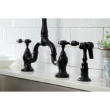 Tudor Two-Handle 3-Hole Deck Mount Bridge Kitchen Faucet with Brass Side Sprayer