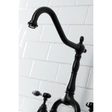 Tudor Two-Handle 3-Hole Deck Mount Bridge Kitchen Faucet with Brass Side Sprayer