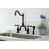 Tudor Two-Handle 3-Hole Deck Mount Bridge Kitchen Faucet with Brass Side Sprayer