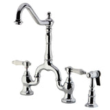 Bel-Air Two-Handle 3-Hole Deck Mount Bridge Kitchen Faucet with Brass Side Sprayer