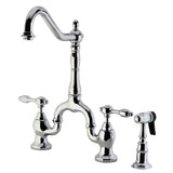 Tudor Two-Handle 3-Hole Deck Mount Bridge Kitchen Faucet with Brass Side Sprayer