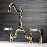 Bel-Air Two-Handle 3-Hole Deck Mount Bridge Kitchen Faucet with Brass Side Sprayer