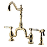 Bel-Air Two-Handle 3-Hole Deck Mount Bridge Kitchen Faucet with Brass Side Sprayer