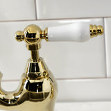 English Country Two-Handle 3-Hole Deck Mount Bridge Kitchen Faucet with Brass Side Sprayer