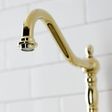 English Country Two-Handle 3-Hole Deck Mount Bridge Kitchen Faucet with Brass Side Sprayer