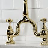 English Country Two-Handle 3-Hole Deck Mount Bridge Kitchen Faucet with Brass Side Sprayer