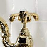 French Country Two-Handle 3-Hole Deck Mount Bridge Kitchen Faucet with Brass Side Sprayer