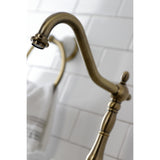 English Country Two-Handle 3-Hole Deck Mount Bridge Kitchen Faucet with Brass Side Sprayer