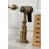 English Country Two-Handle 3-Hole Deck Mount Bridge Kitchen Faucet with Brass Side Sprayer