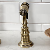 Bel-Air Two-Handle 3-Hole Deck Mount Bridge Kitchen Faucet with Brass Side Sprayer