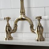 Bel-Air Two-Handle 3-Hole Deck Mount Bridge Kitchen Faucet with Brass Side Sprayer