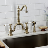 Bel-Air Two-Handle 3-Hole Deck Mount Bridge Kitchen Faucet with Brass Side Sprayer