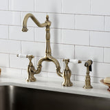 Bel-Air Two-Handle 3-Hole Deck Mount Bridge Kitchen Faucet with Brass Side Sprayer