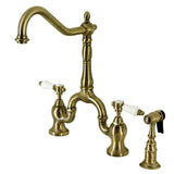 Bel-Air Two-Handle 3-Hole Deck Mount Bridge Kitchen Faucet with Brass Side Sprayer