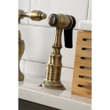 Tudor Two-Handle 3-Hole Deck Mount Bridge Kitchen Faucet with Brass Side Sprayer