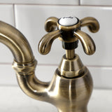 French Country Two-Handle 3-Hole Deck Mount Bridge Kitchen Faucet with Brass Side Sprayer