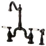 Bel-Air Two-Handle 3-Hole Deck Mount Bridge Kitchen Faucet with Brass Side Sprayer