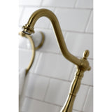 English Country Two-Handle 3-Hole Deck Mount Bridge Kitchen Faucet with Brass Side Sprayer