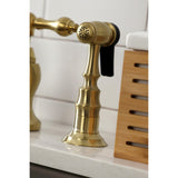 English Country Two-Handle 3-Hole Deck Mount Bridge Kitchen Faucet with Brass Side Sprayer