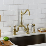 Bel-Air Two-Handle 3-Hole Deck Mount Bridge Kitchen Faucet with Brass Side Sprayer