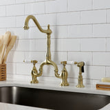 Bel-Air Two-Handle 3-Hole Deck Mount Bridge Kitchen Faucet with Brass Side Sprayer