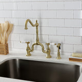 Bel-Air Two-Handle 3-Hole Deck Mount Bridge Kitchen Faucet with Brass Side Sprayer