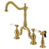 Bel-Air Two-Handle 3-Hole Deck Mount Bridge Kitchen Faucet with Brass Side Sprayer