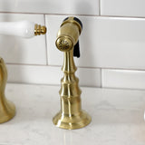 English Country Two-Handle 3-Hole Deck Mount Bridge Kitchen Faucet with Brass Side Sprayer