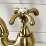 French Country Two-Handle 3-Hole Deck Mount Bridge Kitchen Faucet with Brass Side Sprayer