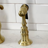 French Country Two-Handle 3-Hole Deck Mount Bridge Kitchen Faucet with Brass Side Sprayer