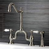 Bel-Air Two-Handle 3-Hole Deck Mount Bridge Kitchen Faucet with Brass Side Sprayer