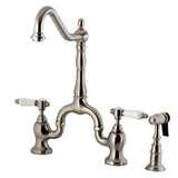 Bel-Air Two-Handle 3-Hole Deck Mount Bridge Kitchen Faucet with Brass Side Sprayer