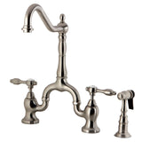 Tudor Two-Handle 3-Hole Deck Mount Bridge Kitchen Faucet with Brass Side Sprayer