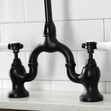 Bel-Air Two-Handle 3-Hole Deck Mount Bridge Kitchen Faucet with Brass Side Sprayer