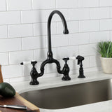 Bel-Air Two-Handle 3-Hole Deck Mount Bridge Kitchen Faucet with Brass Side Sprayer