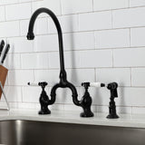 Bel-Air Two-Handle 3-Hole Deck Mount Bridge Kitchen Faucet with Brass Side Sprayer