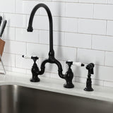 Bel-Air Two-Handle 3-Hole Deck Mount Bridge Kitchen Faucet with Brass Side Sprayer