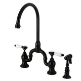 Bel-Air Two-Handle 3-Hole Deck Mount Bridge Kitchen Faucet with Brass Side Sprayer