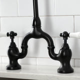 English Country Two-Handle 3-Hole Deck Mount Bridge Kitchen Faucet with Brass Side Sprayer