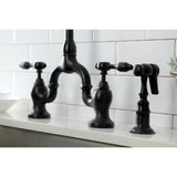 Tudor Two-Handle 3-Hole Deck Mount Bridge Kitchen Faucet with Brass Side Sprayer